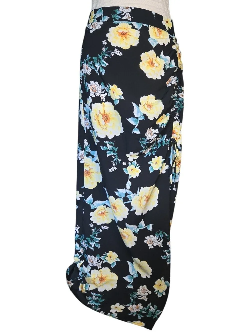 Know One Cares Yellow Floral Maxi Skirt - L